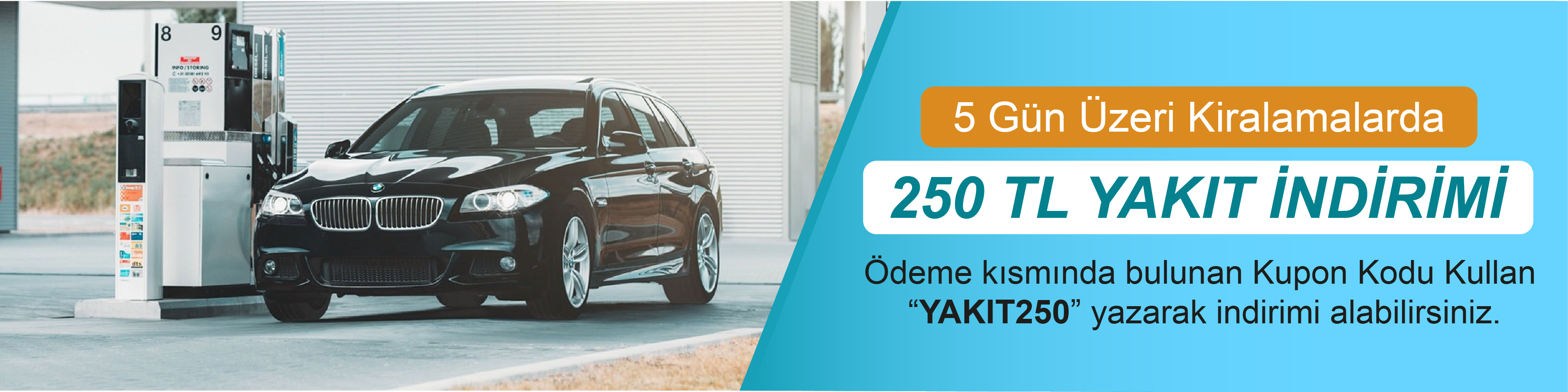 5 Gün üzeri kiralamalarda 250 TL yakıt hediye / Detayları İncele...